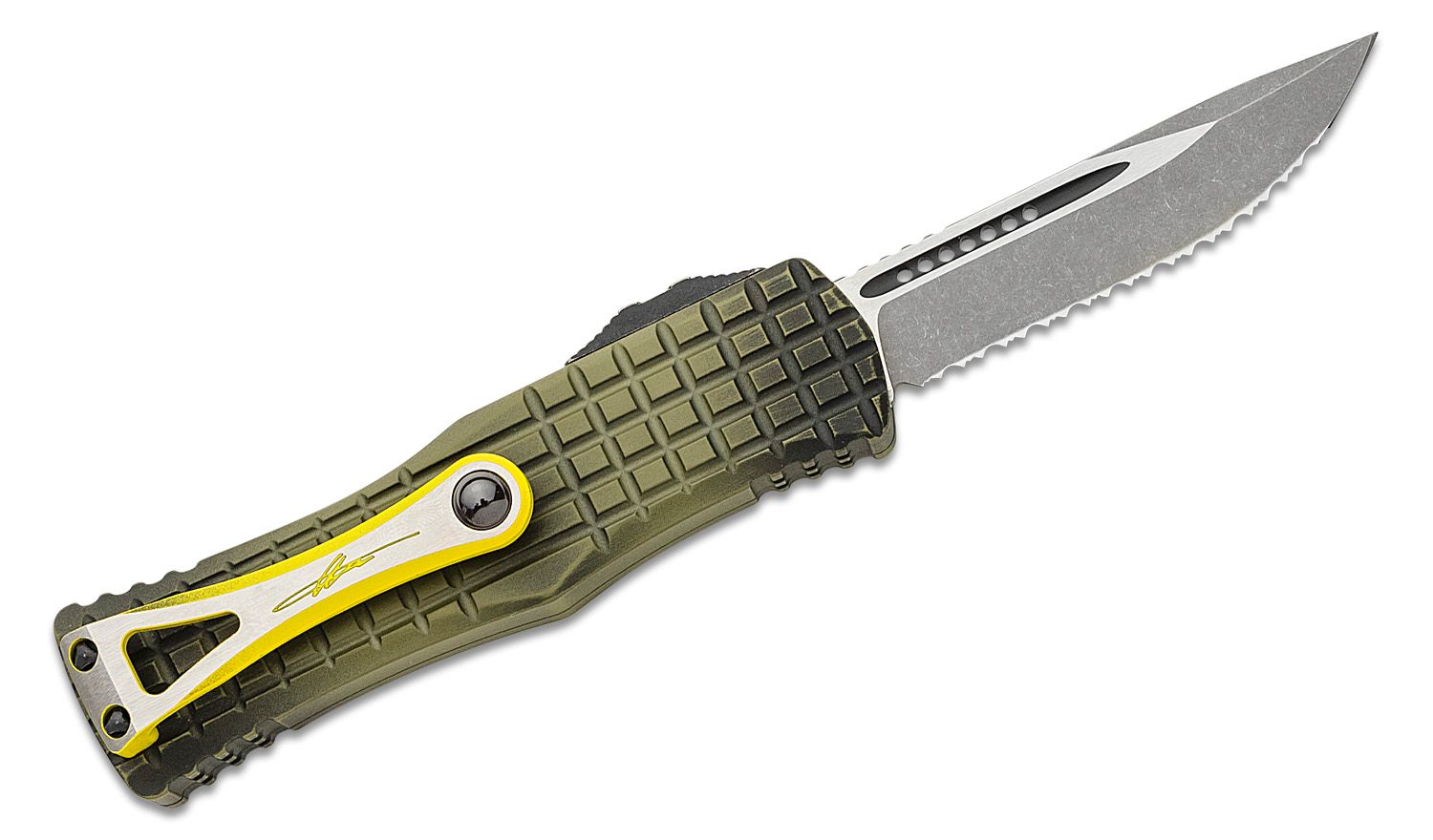 MICROTECH 703-12 APFRGS HERA S/E - FRAG SIGNATURE SERIES GRENADE GREEN APOCALYPTIC FULL SERRATED
